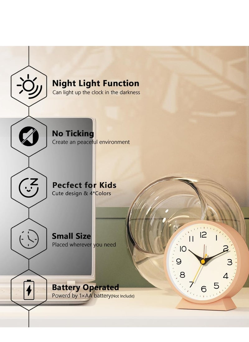 KASTWAVE - Analog Alarm Clock,  Travel Alarm Clock Basic Bedroom Clock Table Clocks, Small Retro Desk Clock, Slient Metal Table Clock with Light for Living Room Decor, Bedroom, Bedside, Shelf - Image 1