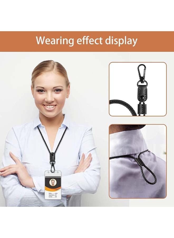 قطعتان من حزام حبل شارة مضفر من الجلد، حامل حبل الرقبة لبطاقة الهوية قابل للتعديل، ملحقات حزام سلسلة المفاتيح وحقائب الهواتف - Image 3