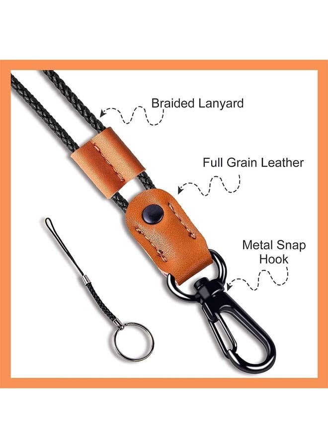 قطعتان من حزام حبل شارة مضفر من الجلد، حامل حبل الرقبة لبطاقة الهوية قابل للتعديل، ملحقات حزام سلسلة المفاتيح وحقائب الهواتف - Image 4