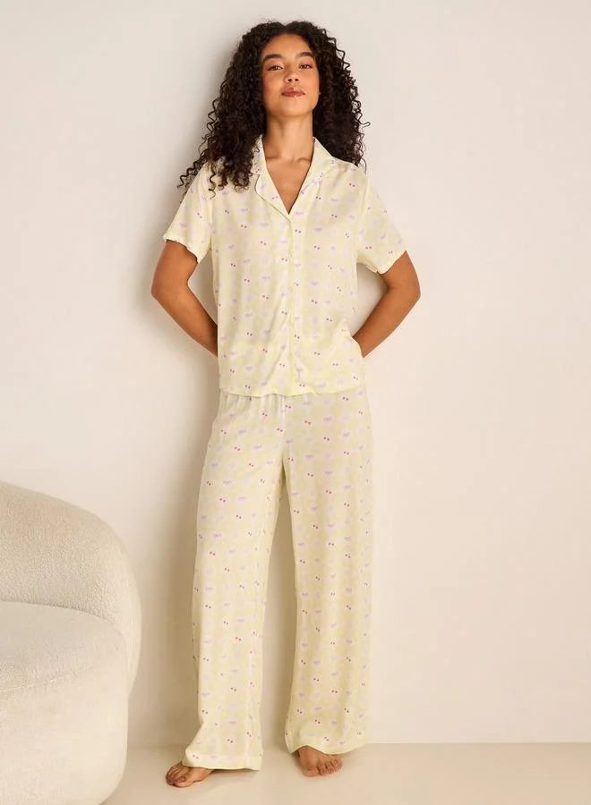 سبلاش فيڤ Pyjama Set Button-Down Shirt & Trousers Viscose