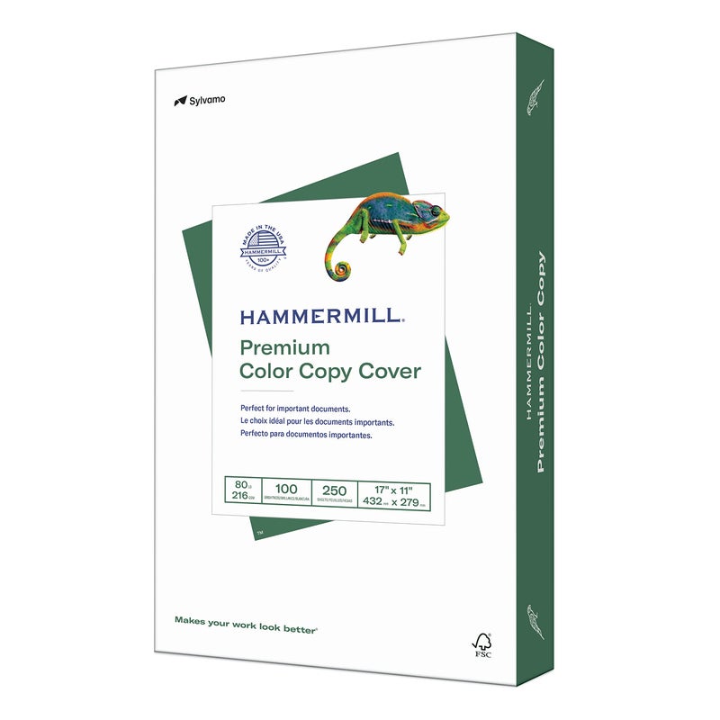 Hammermill Cardstock, Premium Color Copy, 80 lb, 17 x 11-1 Pack (250 Sheets) - 100 Bright, Made in the USA Card Stock, 120037R , White - Image 1