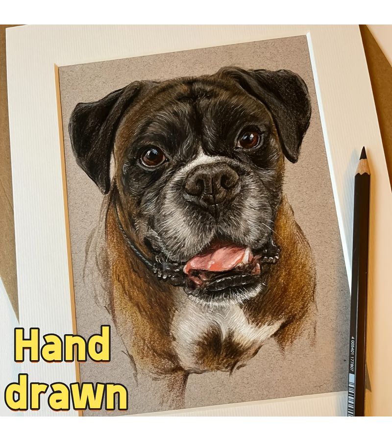 Custom Hand Drawn Black And White Pet Portrait Sketch From Photo Memorial Gift Realistic Pencil Art With Fur Texture And Expressive Eyes Unique Home Decor For Dog Lovers 8 27x11 42inch Unframed - Image 4