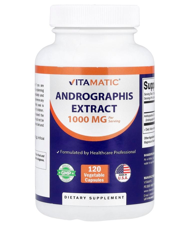 Vitamatic Andrographis Extract 120 Vegetable Capsules (500 mg per Capsule)