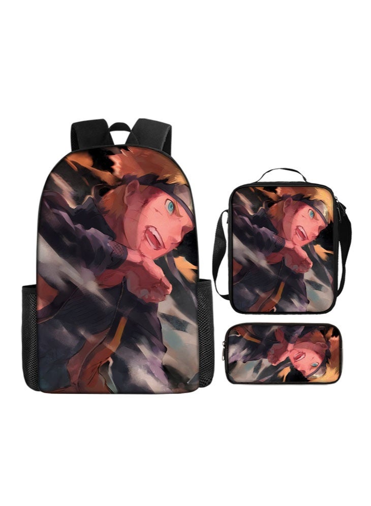 Naruto backpack pencil case satchel three-piece suit men and women leisure sports travel backpack student school backpack - Image 1