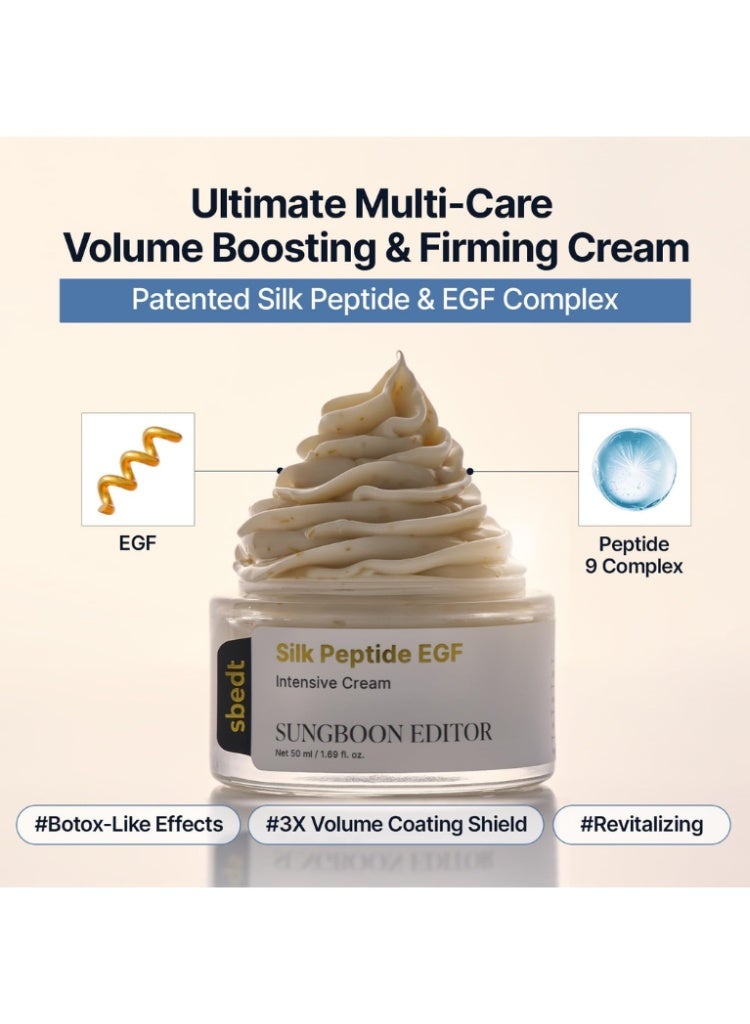 Sungboon Editor Silk Peptide EGF Intensive Cream 50ml – Anti-Ageing Firming Moisturizer with Gold Flakes Korean Skincare - Image 2