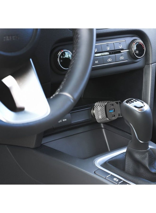 سيلولار لاين محول شاحن سيارة Cellularline USB-C بقدرة 65 واط لأجهزة اللابتوب – 3 منافذ، شحن سريع، أسود - Image 2