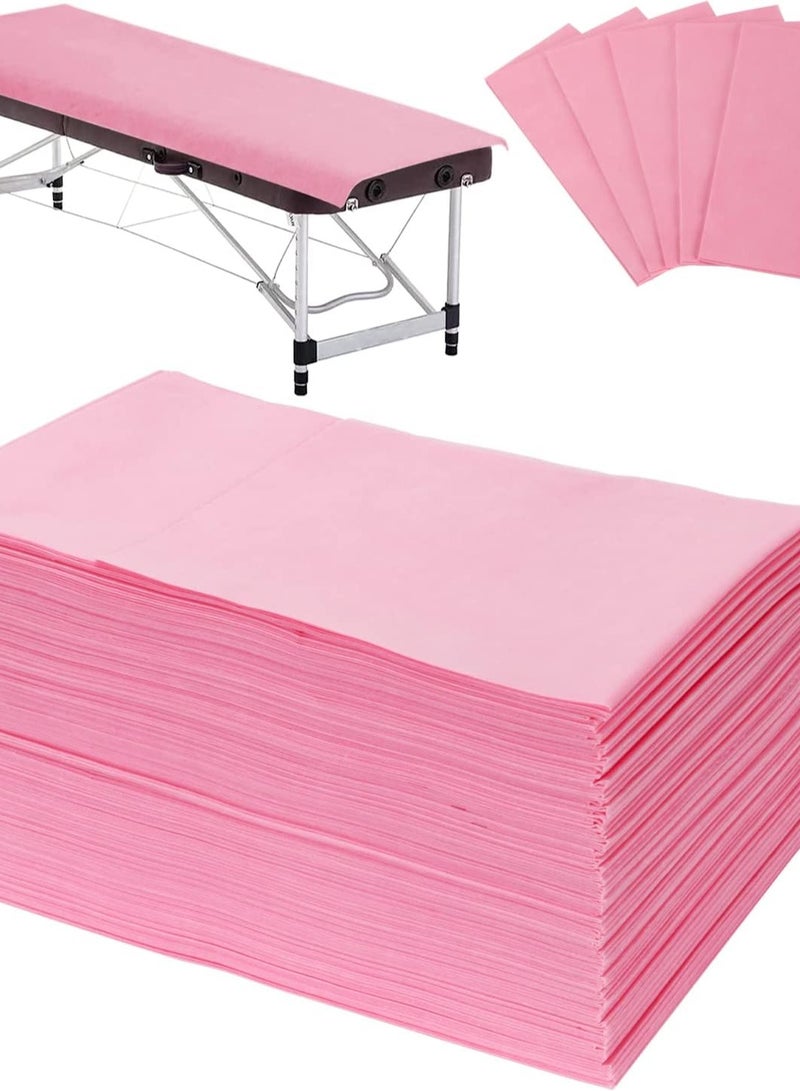 LA PERLA TECH  50Pcs Disposable Bed Sheets Massage Table Sheet Waterproof Bed Cover Non-woven Fabric for Spa Beauty Salon Hotels 80cm X 180cm, Pink - Image 1