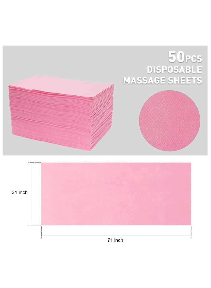 LA PERLA TECH  50Pcs Disposable Bed Sheets Massage Table Sheet Waterproof Bed Cover Non-woven Fabric for Spa Beauty Salon Hotels 80cm X 180cm, Pink - Image 4