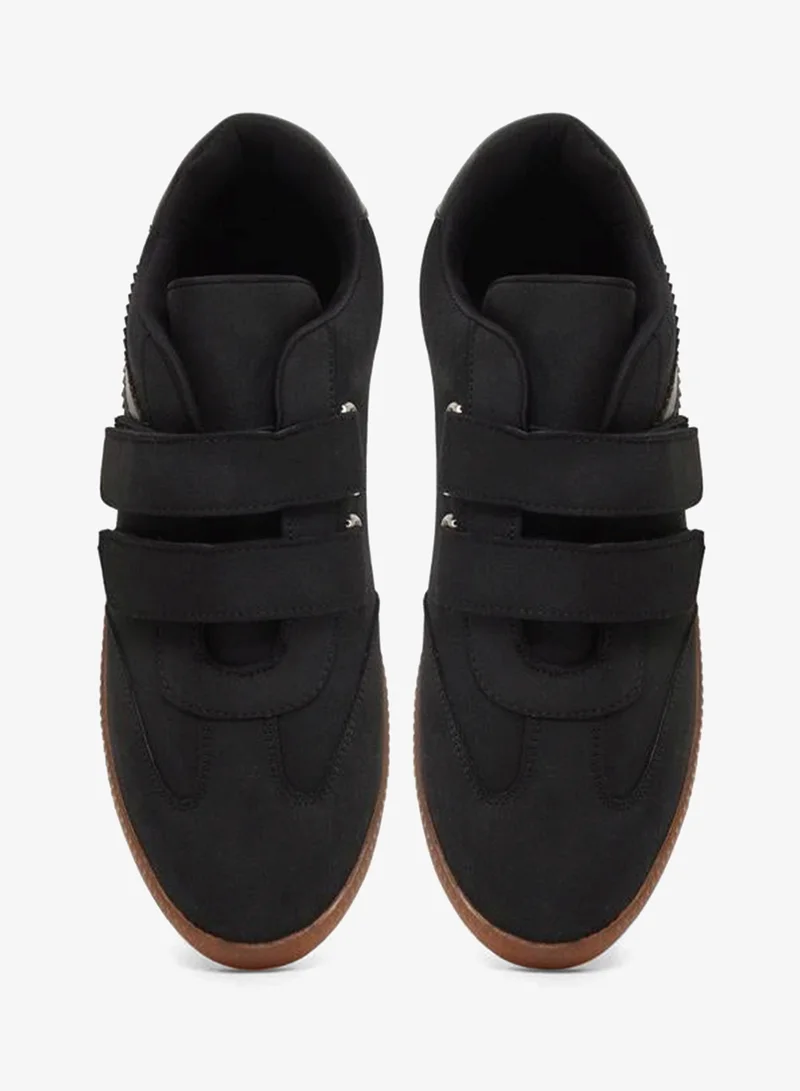Styli black Black Velcro Strap Sneakers for Men | Best Price UAE