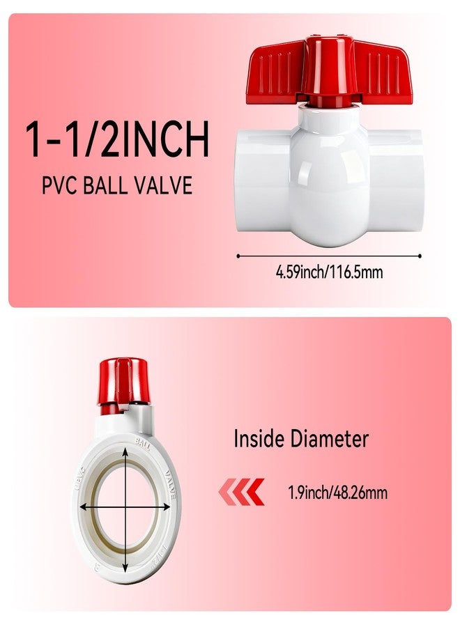 YADIAN 2 Pack PVC Ball Valves 1-1/2'', T-handle Water Shut-Off Ball Valve Threaded (NPT), PVC Ball Valve 1-1/2 inch for Water Project, Swiming Pool, Sewage Pump, Irrigation System, Rated at 150 PSI, Thread - Image 5
