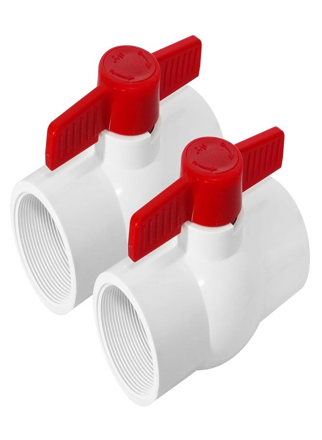 YADIAN 2 Pack PVC Ball Valves 1-1/2'', T-handle Water Shut-Off Ball Valve Threaded (NPT), PVC Ball Valve 1-1/2 inch for Water Project, Swiming Pool, Sewage Pump, Irrigation System, Rated at 150 PSI, Thread - Image 1