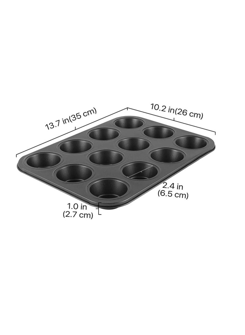 ECVV - ECVV Cake Bakeware Mould, Carbon Steel Muffin Pan, 12 Cavity Bakeware Non-Stick Cake Baking Pan, Mini Pie Pans, Carbon Steel Muffin Tray, Standard Baking Pan Mold for Oven Baking - Image 1