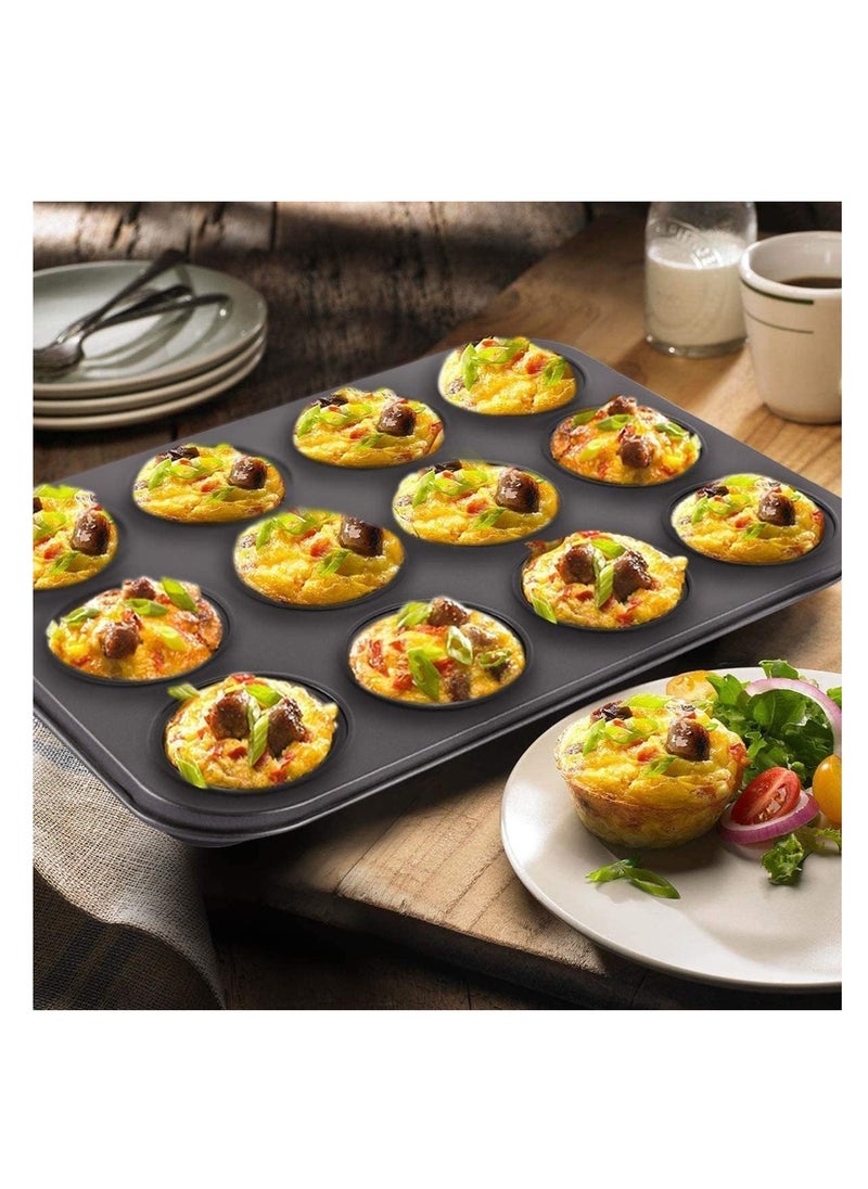 ECVV - ECVV Cake Bakeware Mould, Carbon Steel Muffin Pan, 12 Cavity Bakeware Non-Stick Cake Baking Pan, Mini Pie Pans, Carbon Steel Muffin Tray, Standard Baking Pan Mold for Oven Baking - Image 1