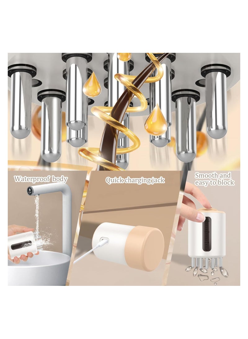 SYOSI مدلك الرأس لنمو الشعر، مدلك رأس كهربائي محمول، موزع زيت لفروة الرأس مع خزان زيت سعة 15 مل، فرشاة موزع زيت الشعر عالية الاهتزاز لنمو الشعر، للاسترخاء في الرأس - Image 5