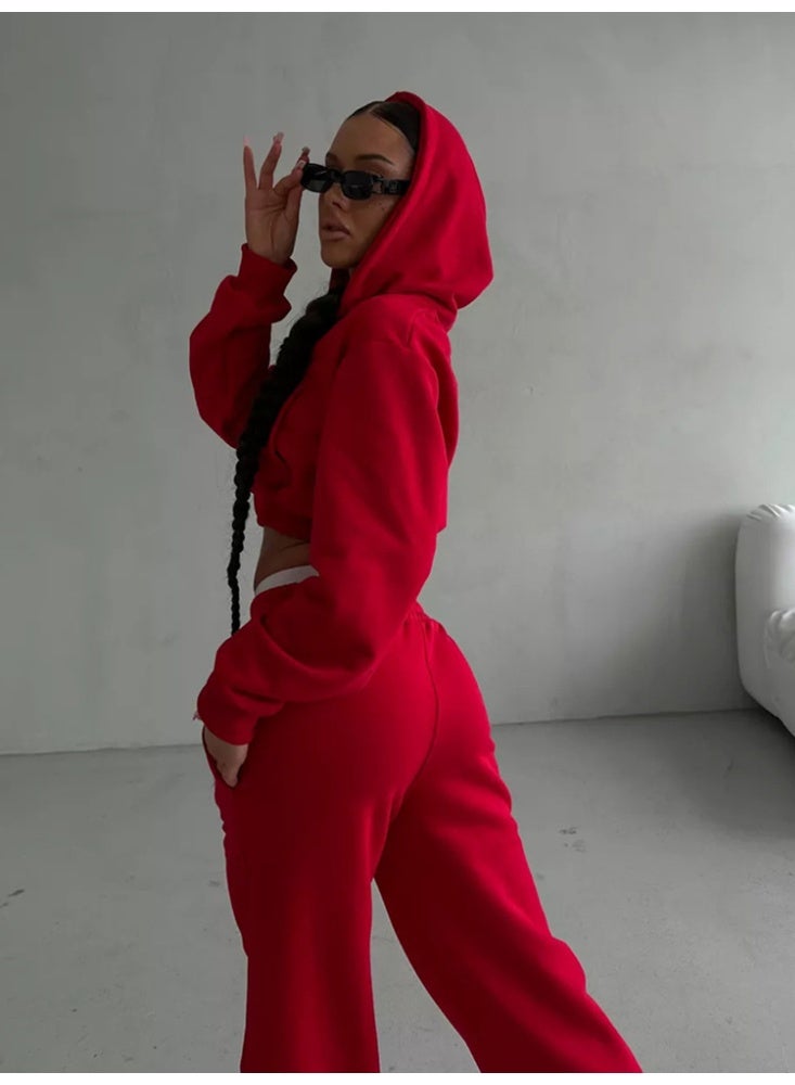 NIBEMINENT Pants 2 Piece Set Women Hoodies Tracksuit  Spring Casual Zip Long Sleeve Jacket +Elastic Waist Sweatpants Matching Suit - Image 1