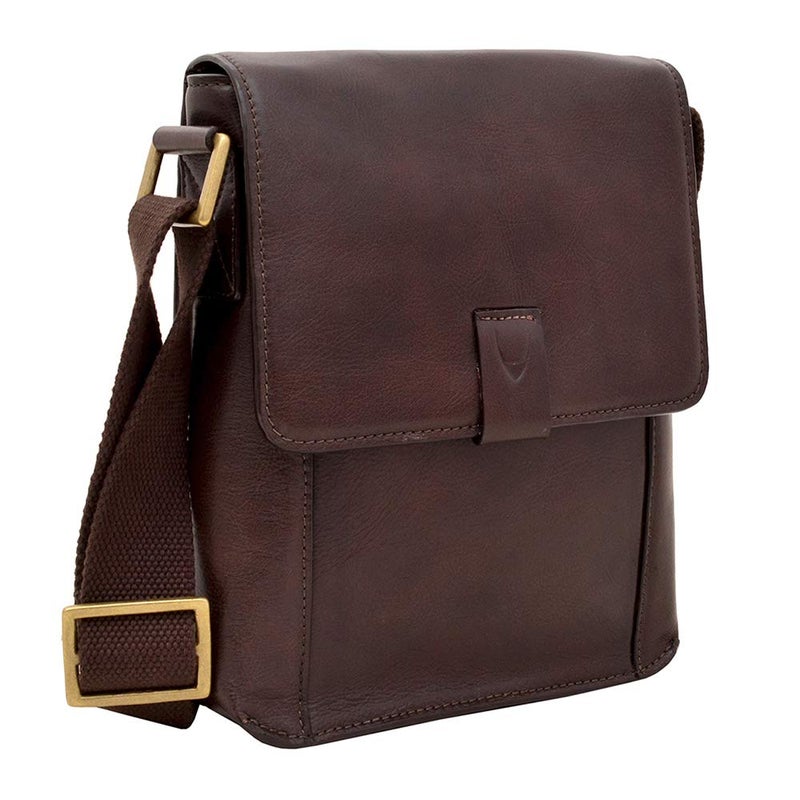Hidesign Aiden Genuine Leather and Canvas Mini Crossbody Men/Women Messenger Bag/Travel Bag / 10.5" iPad Bag, Tan