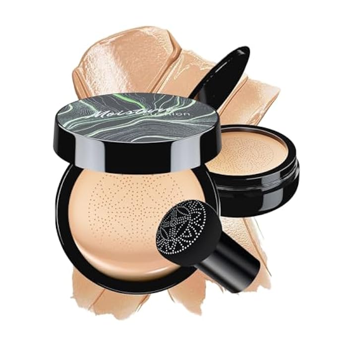 OETUIOW Mushroom Head Air Cushion CC Cream - BB Cream Face Makeup Foundation for Mature Skin Moisturizing Concealer Brighten Long-Lasting, Even Skin Tone for All Skin Types, Natural Color - Image 1
