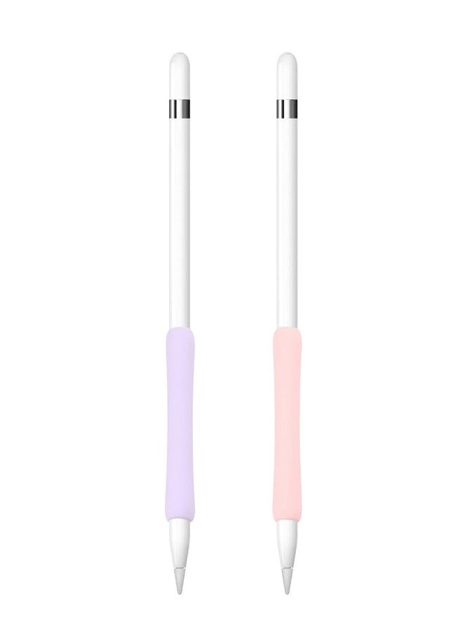 ProElife 2-Pack Ergonomics Grip Holder Silicone Protective Sleeve Cover for Apple Pencil 2nd 2021 & 1st Generation iPad Pro 11'' 12.9'' 2021/2020/2018 Stylus Accessories Kits (Pink/Purple) - Image 1