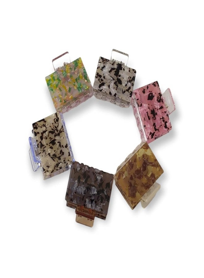 glimm 3Pcs Square Acrylic Hair Claw Clips - Stylish Acetate Hairpins for Girls & Women (random color) - Image 1