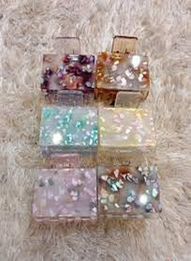 glimm 3Pcs Square Acrylic Hair Claw Clips - Stylish Acetate Hairpins for Girls & Women (random color) - Image 4