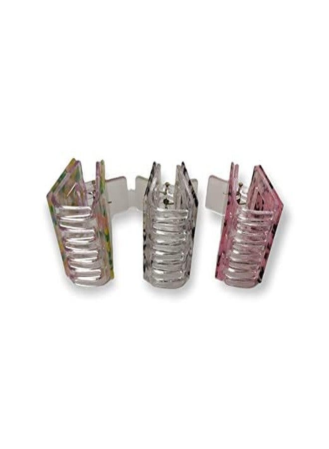 glimm 3Pcs Square Acrylic Hair Claw Clips - Stylish Acetate Hairpins for Girls & Women (random color) - Image 2