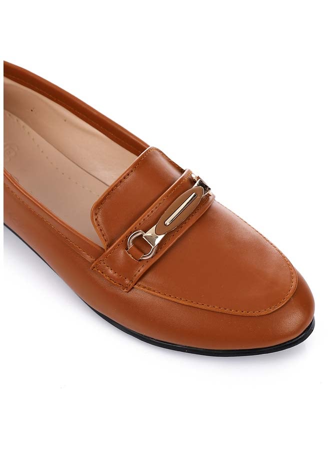 ICE CLUB Leather Slip-On Flat Shoes - Havana