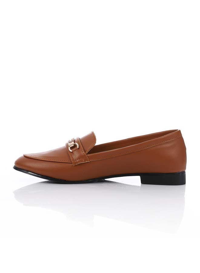 ICE CLUB Leather Slip-On Flat Shoes - Havana