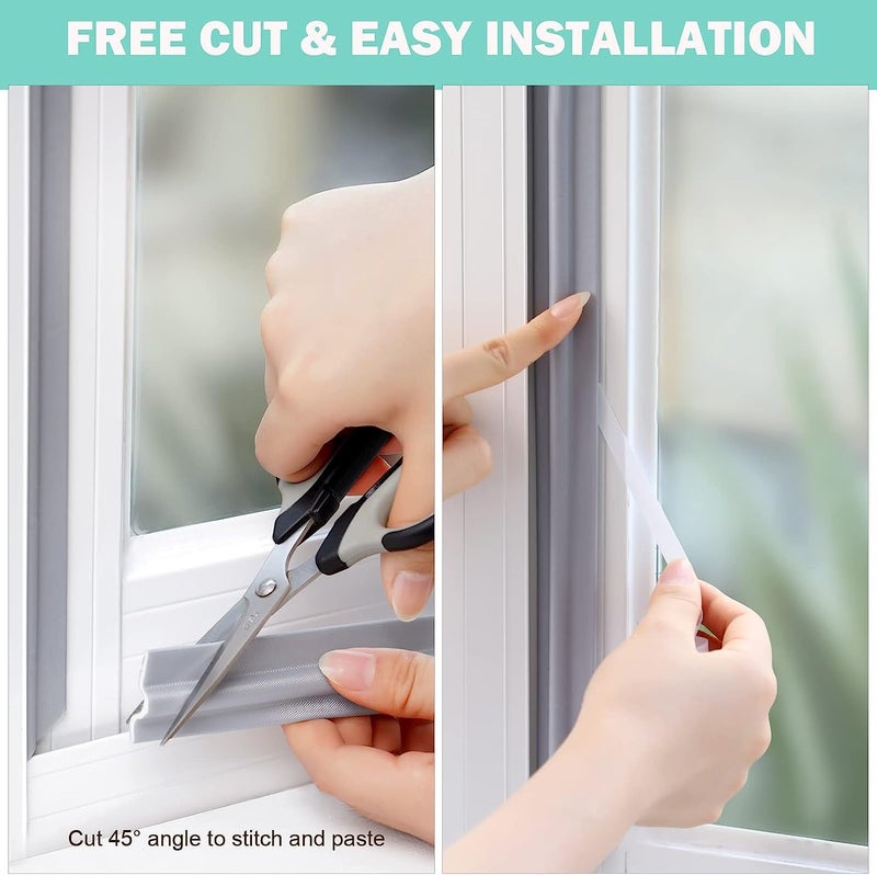 MOPMS Draft Stopper Sweep, Door Weatherproofing Stripping, Window Seal Strip Self-adhisive Soundproof Cuttable Weather Length 32.8 Ft (5 Pcs x 6.56 Ft), Grey - Image 4