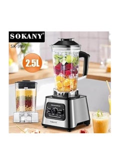 sokany SK-999 Multipurpose Blender High Power 6000W 2.5L 2 in 1 Food Processor with Ice Crusher Silver  - Image 3