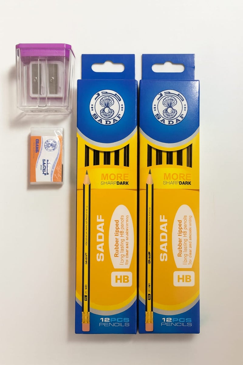 صدف طقم سدف 2 عبوة أقلام HB مع مبراة وممحاة (24 قلم)
