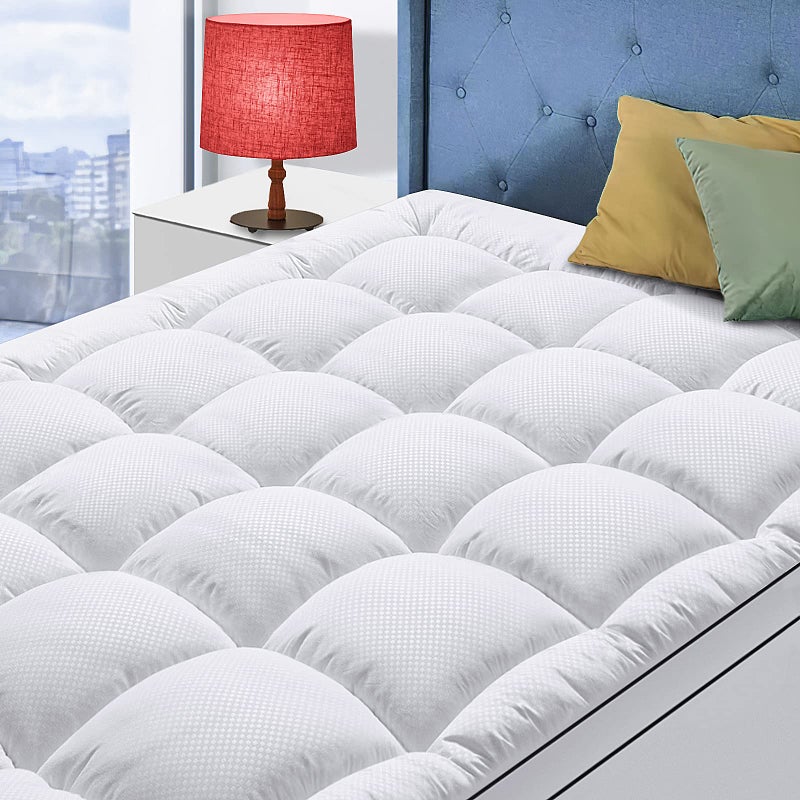 Queen Size Mattress Topper for Back Pain Cooling Extra Thick Mattress Pad Cover with 821 inch Deep Pocket Plush Pillow Top Mattress Topper Overfilled with Down Alternative Queen Size White