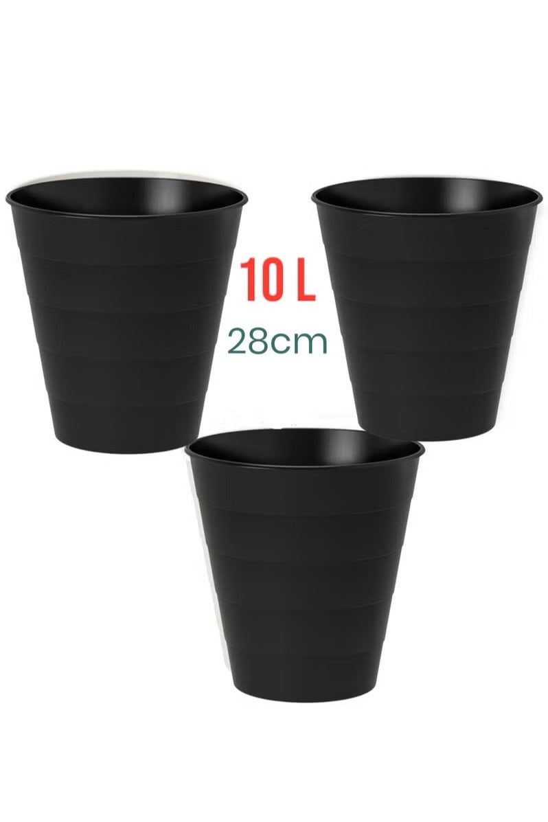 حاوية نفايات, أسود, 10 لتر عدد 3 قطعة  - Image 1