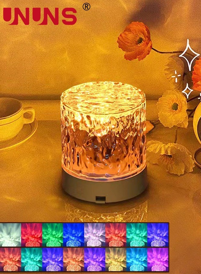 UNUNS 16 Colours Led Crystal Lamp,Rotating Water Ripple Touch Lamp With RGB Remote Control,Acrylic Lampshade Dynamic Atmosphere Lamp For Room Decor,Study Living Room,Parties - Image 1