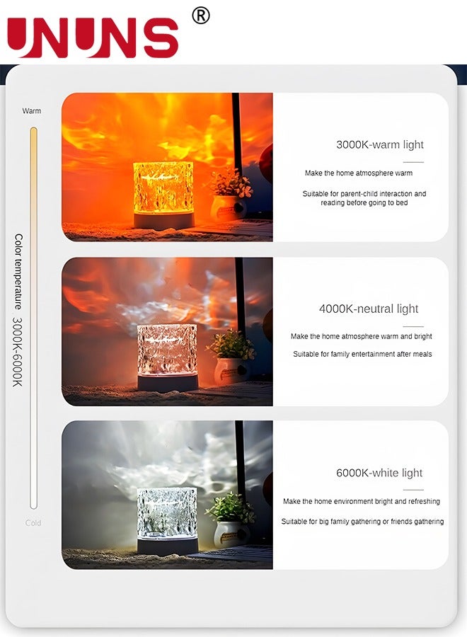 UNUNS 16 Colours Led Crystal Lamp,Rotating Water Ripple Touch Lamp With RGB Remote Control,Acrylic Lampshade Dynamic Atmosphere Lamp For Room Decor,Study Living Room,Parties - Image 5