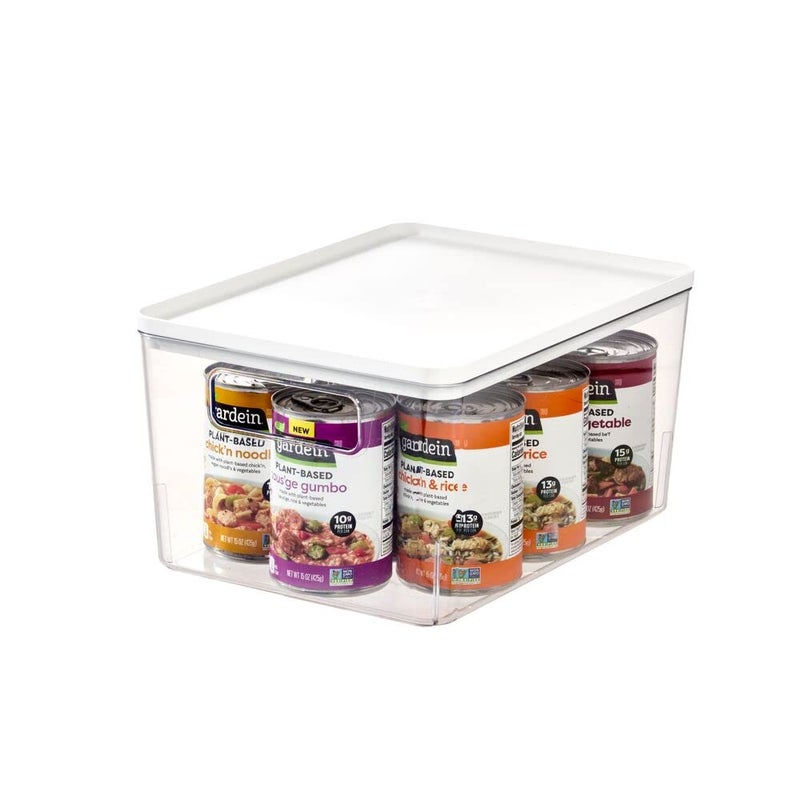 InterDesign iDesign Pantry Bin with Removable Lid - Plastic Storage Bin with Handles - Clear/White - Image 1