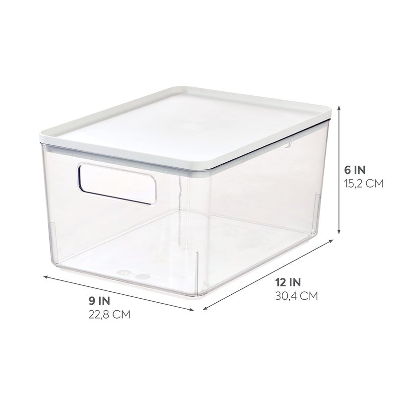 InterDesign iDesign Pantry Bin with Removable Lid - Plastic Storage Bin with Handles - Clear/White - Image 2