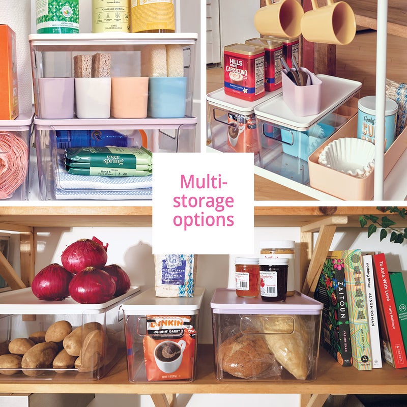 InterDesign iDesign Pantry Bin with Removable Lid - Plastic Storage Bin with Handles - Clear/White - Image 5