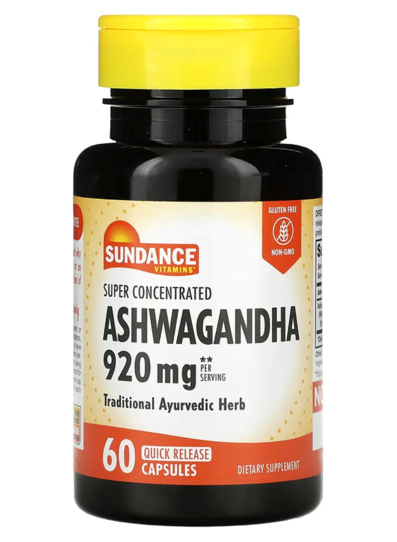 Sundance Super Concentrated Ashwagandha, 920 mg, 60 Quick Release Capsules