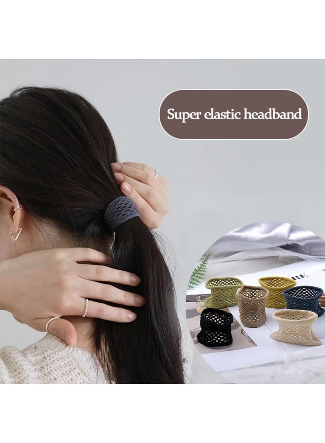 Net Hollow Hair Ties Bands for Women Girls Sports Fishnet Rubber Bands for Hair Rope Wrist Band Elastic Stretch Ponytail Holders for Women Hair Accessories Cotton Openwork Hair Tie 12 PCS - Image 3