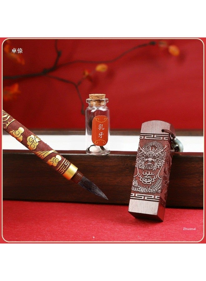 Fetal Brush Pen DIY Homemade Bracelet Pen DIY Self-made Baby Souvenir Necklace Umbilical Cord Preservation Full Moon Gift-Color:Photo Frame Log + Longteng Sihai Pen  - Image 4