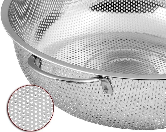 DORATIK Stainless Steel Rice Vegetables Washing Bowl Fruits Vegetables and Grains to Filter Easily in The Kitchen Strainer Drainer with Handle Drain Basin Basket - Image 2