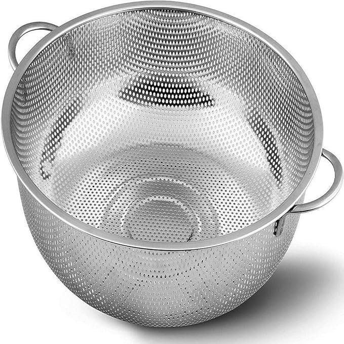 DORATIK Stainless Steel Rice Vegetables Washing Bowl Fruits Vegetables and Grains to Filter Easily in The Kitchen Strainer Drainer with Handle Drain Basin Basket - Image 1