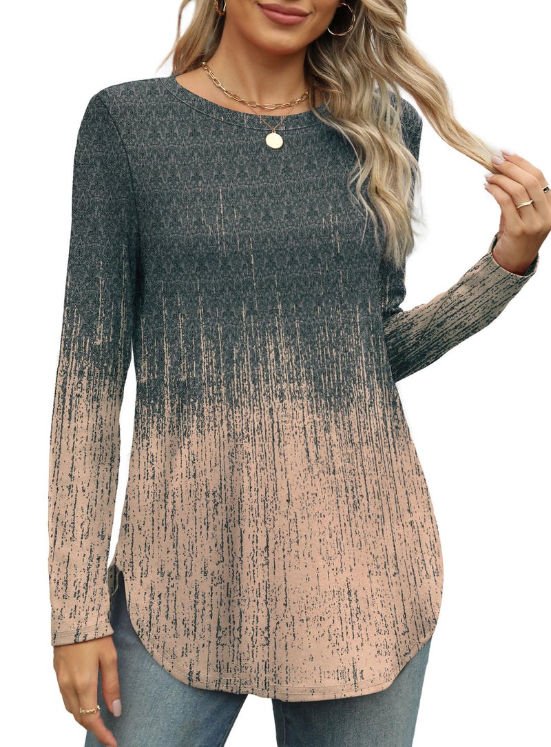 OFEEFAN Boho Tops for Women Plus Size Long Sleeve Tie Dye Shirts Crewneck Fall Clothes 2025 School Outfits for Teachers Beach Vacation Essentials XXL - Image 2