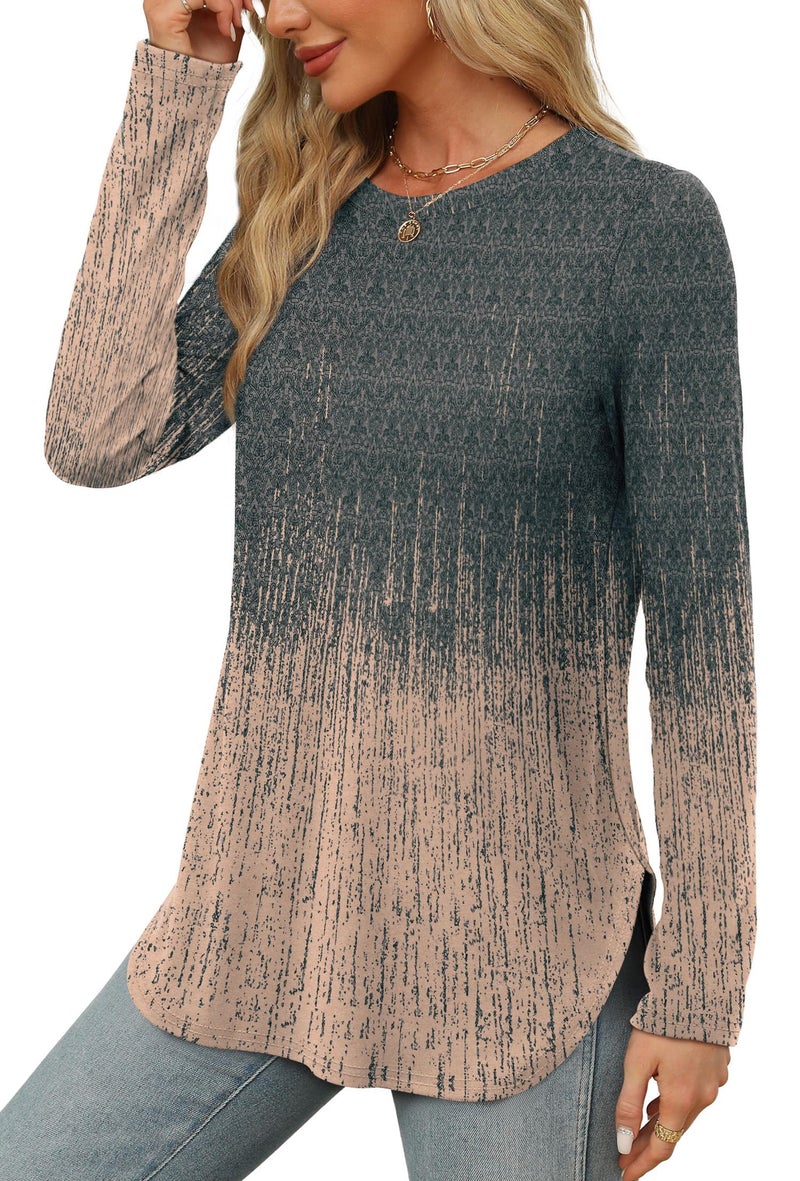 OFEEFAN Boho Tops for Women Plus Size Long Sleeve Tie Dye Shirts Crewneck Fall Clothes 2025 School Outfits for Teachers Beach Vacation Essentials XXL - Image 3