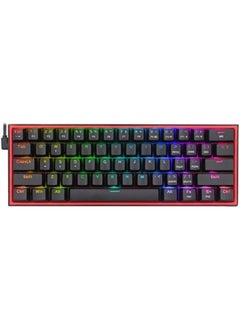 Fizz Pro K616-RGB Wired/Wireless RGB Mechanical Gaming Keyboard, Ultra-Portable, Bluetooth 2.4G Connection, 61 Keys, Hot-Swappable Red Switch, 20 Preset Backlight Modes, Black