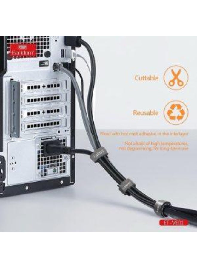 Earldom Cable Organizer Strap VE01 Velcro – 3 Meter Roll | Strong Adhesive Hook & Loop Reusable Wire Management Tape – Black - Image 3