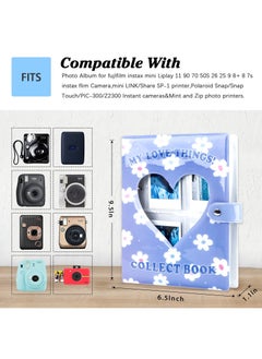 KASTWAVE 200 Pockets 3 Inch Mini Album for Fujifilm Instax Camera, Loose Leaf Insert Album, Love Daisy Hollow Photo Card Holder Book, Business Card Holder, Instax Mini Album Book (Purple)  - Image 3
