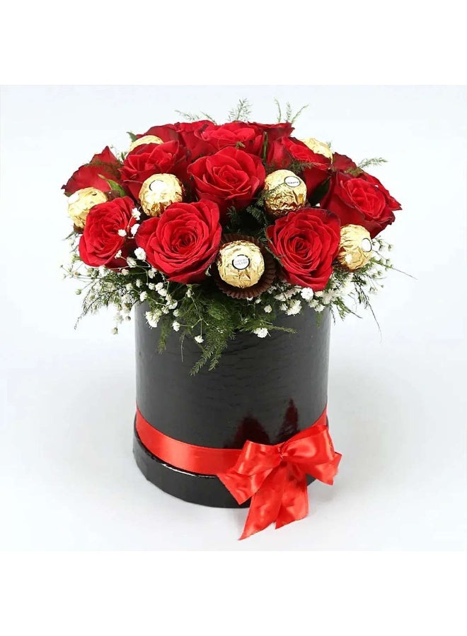 Carmel Flowers Red Roses With Chocolate Box - Image 1