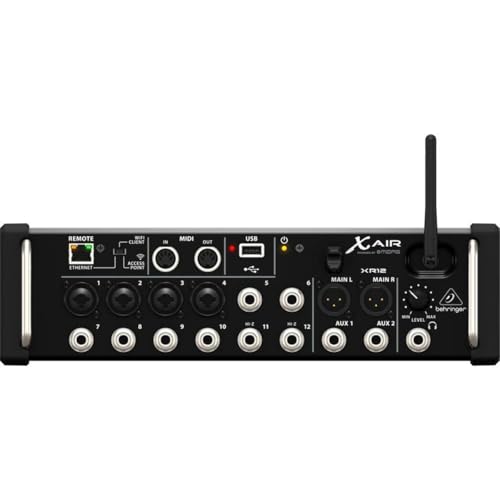 behringer خلاط رقمي Behringer X AIR XR12 بـ 12 مدخل لجهاز iPad/أجهزة Android مع 4 مضخمات صوت Midas قابلة للبرمجة، 8 مدخلات خط، وحدة Wifi مدمجة ومسجل USB ستيريو - Image 1