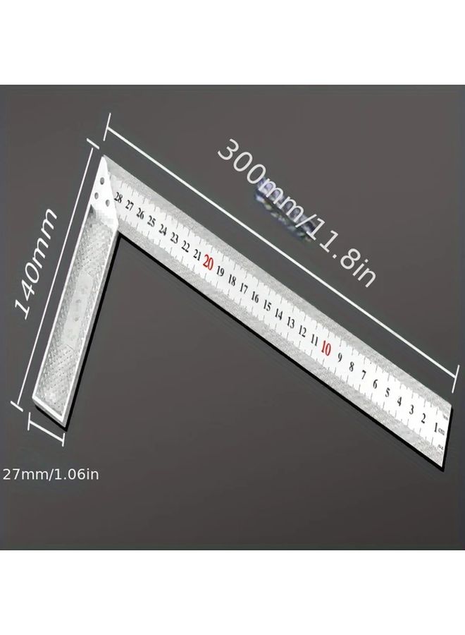 11 81 بوصة 300 مم مسطرة زاوية معدنية ثقيلة للنجارة وأعمال DIY - Image 2